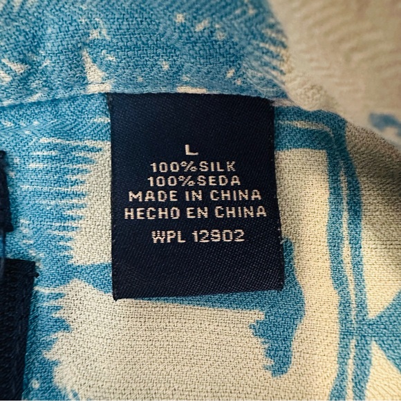 Caribbean Joe Sz L Silk Hawaiian Beach Shirt Button - Picture 9 of 9